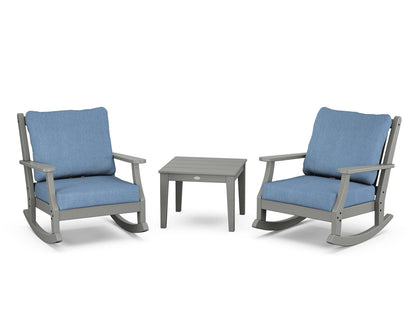 Country Living Wovendale 3-Piece Deep Seating Rocker Set in Slate Grey / Sky Blue