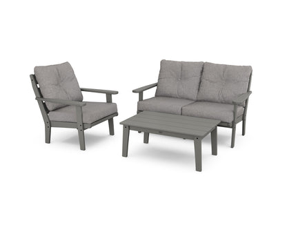 POLYWOOD® Lakeside 3-Piece Deep Seating Set in Slate Grey / Grey Mist
