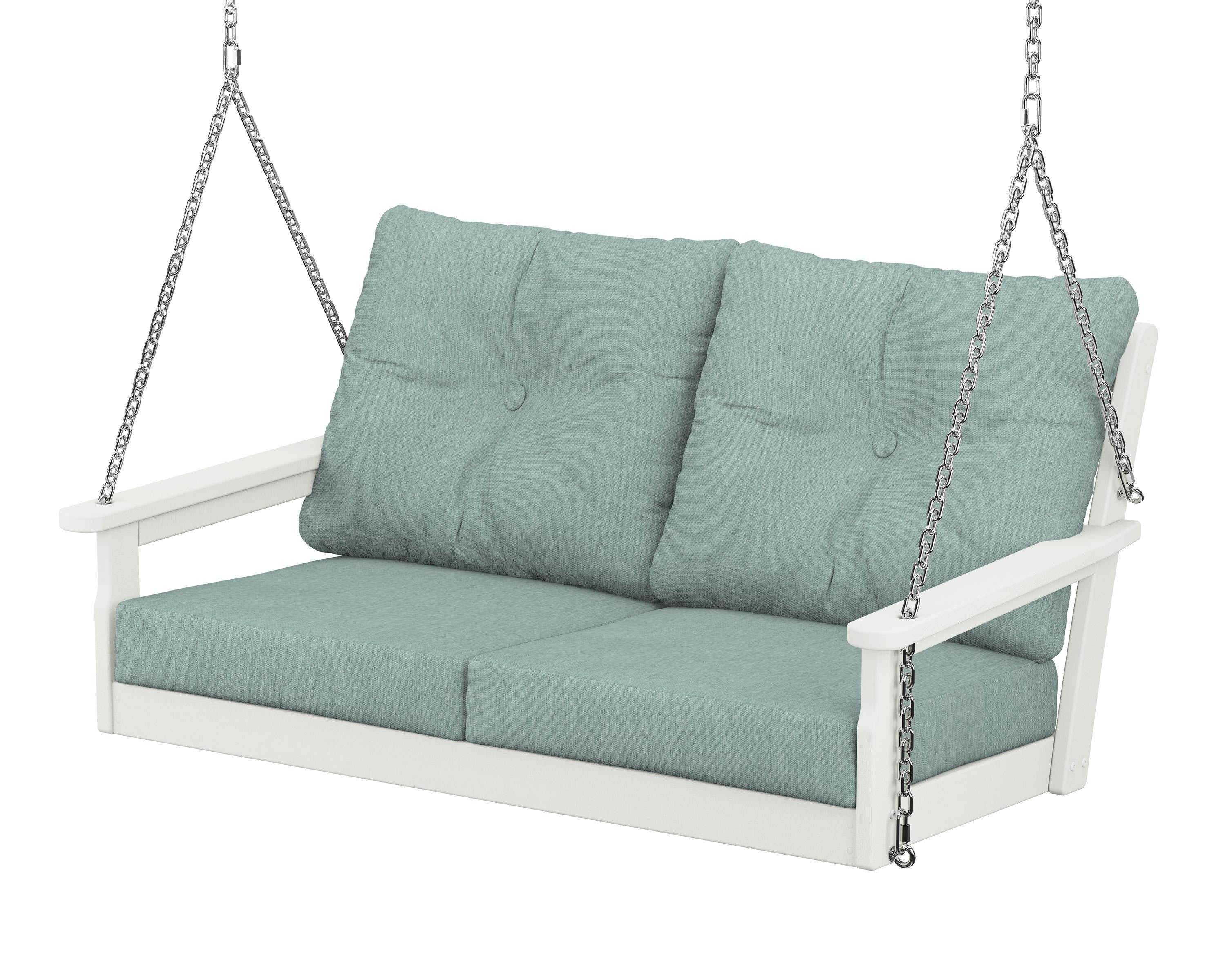 POLYWOOD® Vineyard Deep Seating Swing in Vintage White / Glacier Spa