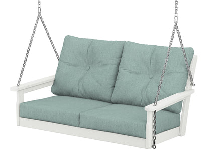 POLYWOOD® Vineyard Deep Seating Swing in Vintage White / Glacier Spa