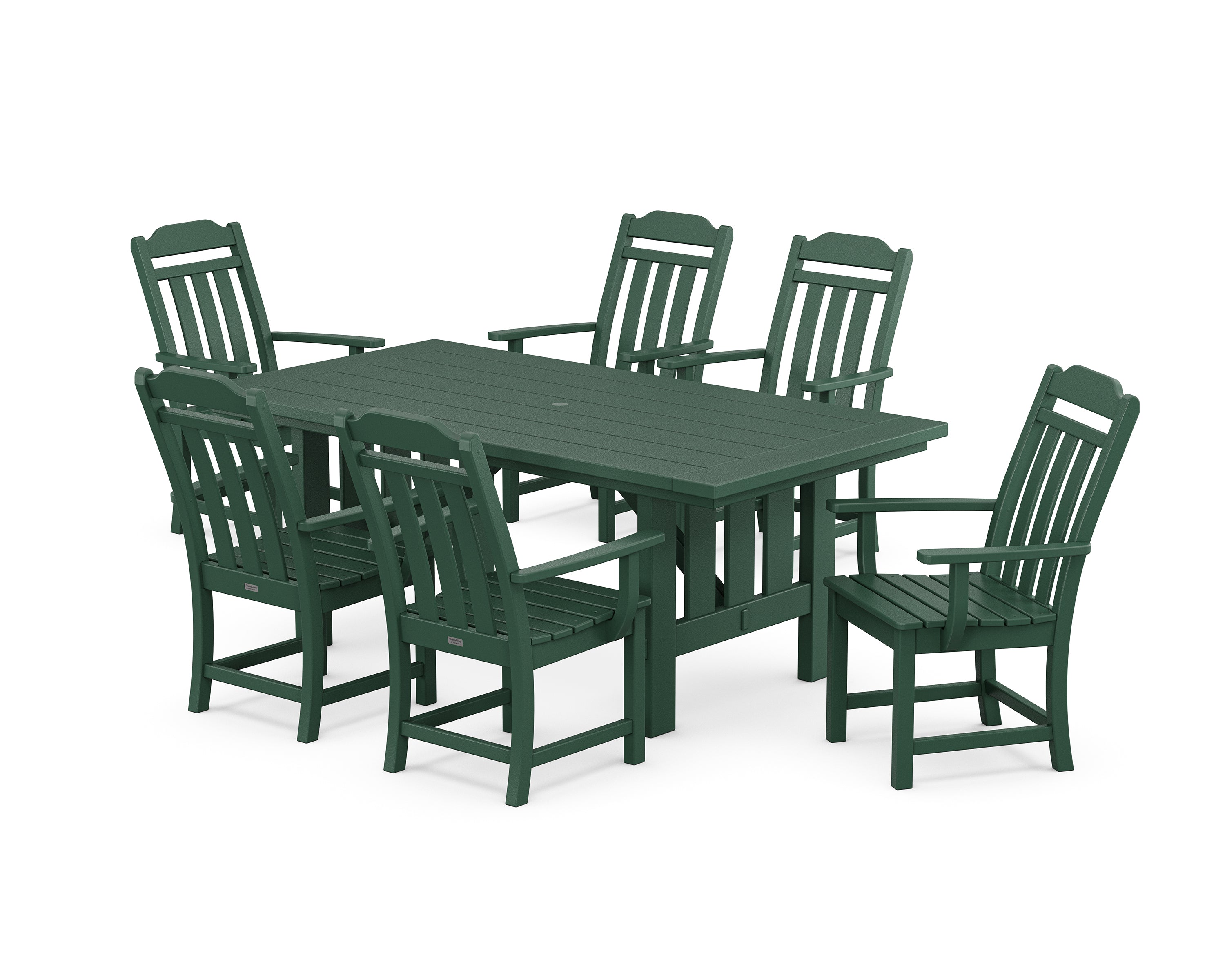 POLYWOOD® Cottage Arm Chair 7-Piece Mission Dining Set in Green