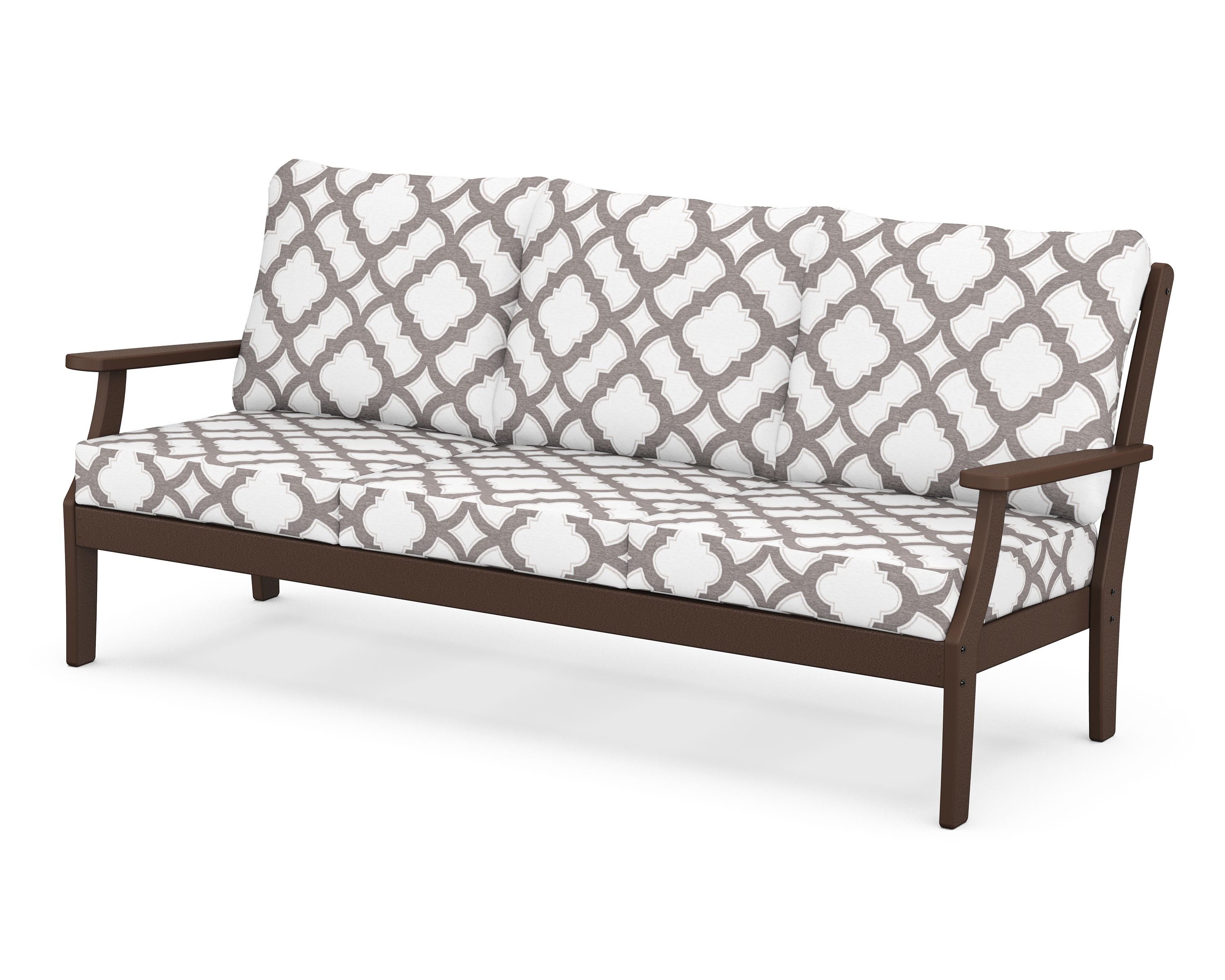 POLYWOOD® Braxton Deep Seating Sofa in Mahogany / Trellis Grey Mist
