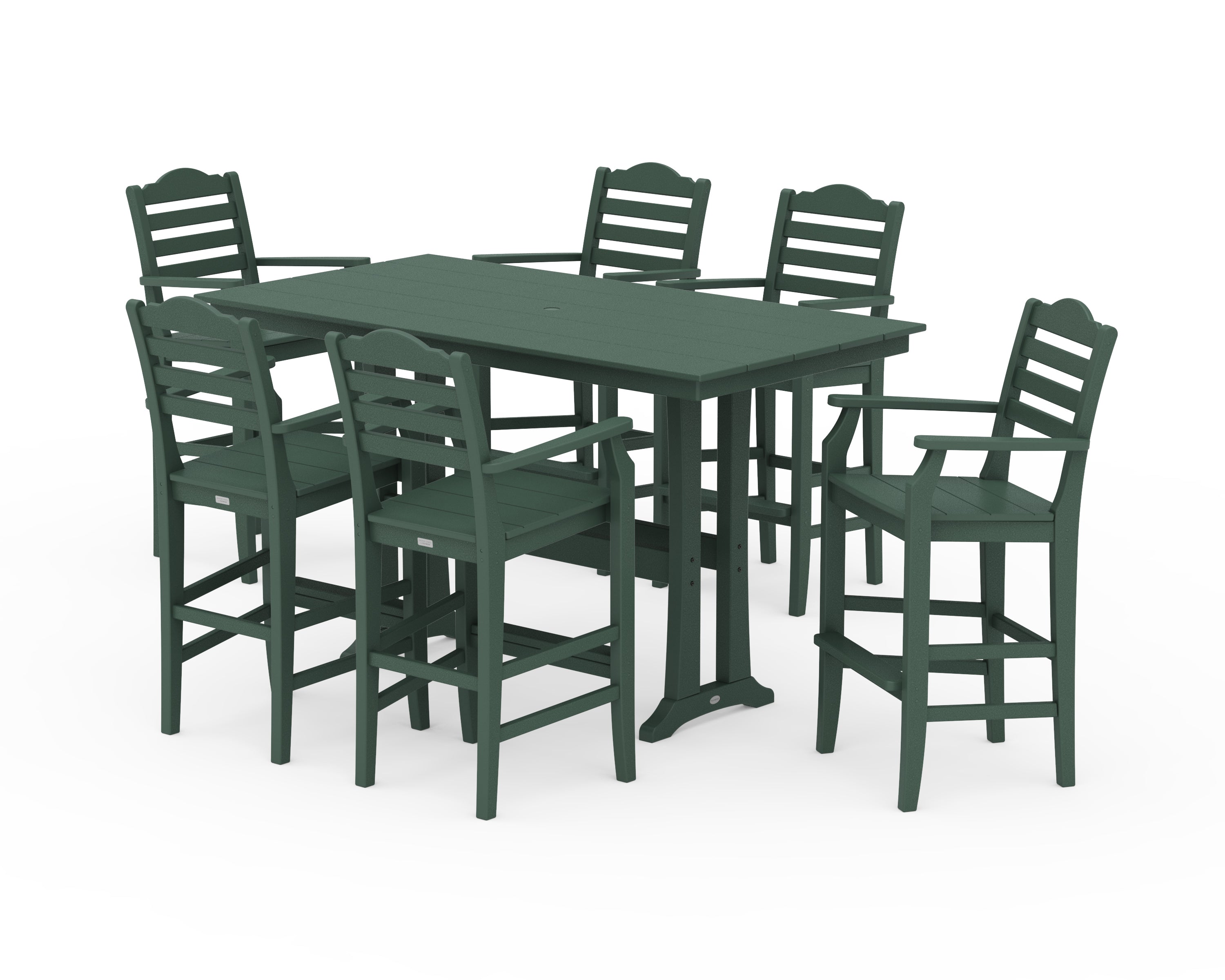 Draper James™ by  POLYWOOD® Savannah Arm Chair 7-Piece Farmhouse Bar Set with Trestle Legs in Green