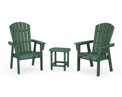 POLYWOOD® Nautical 3-Piece Curveback Upright Adirondack Chair Set in Green
