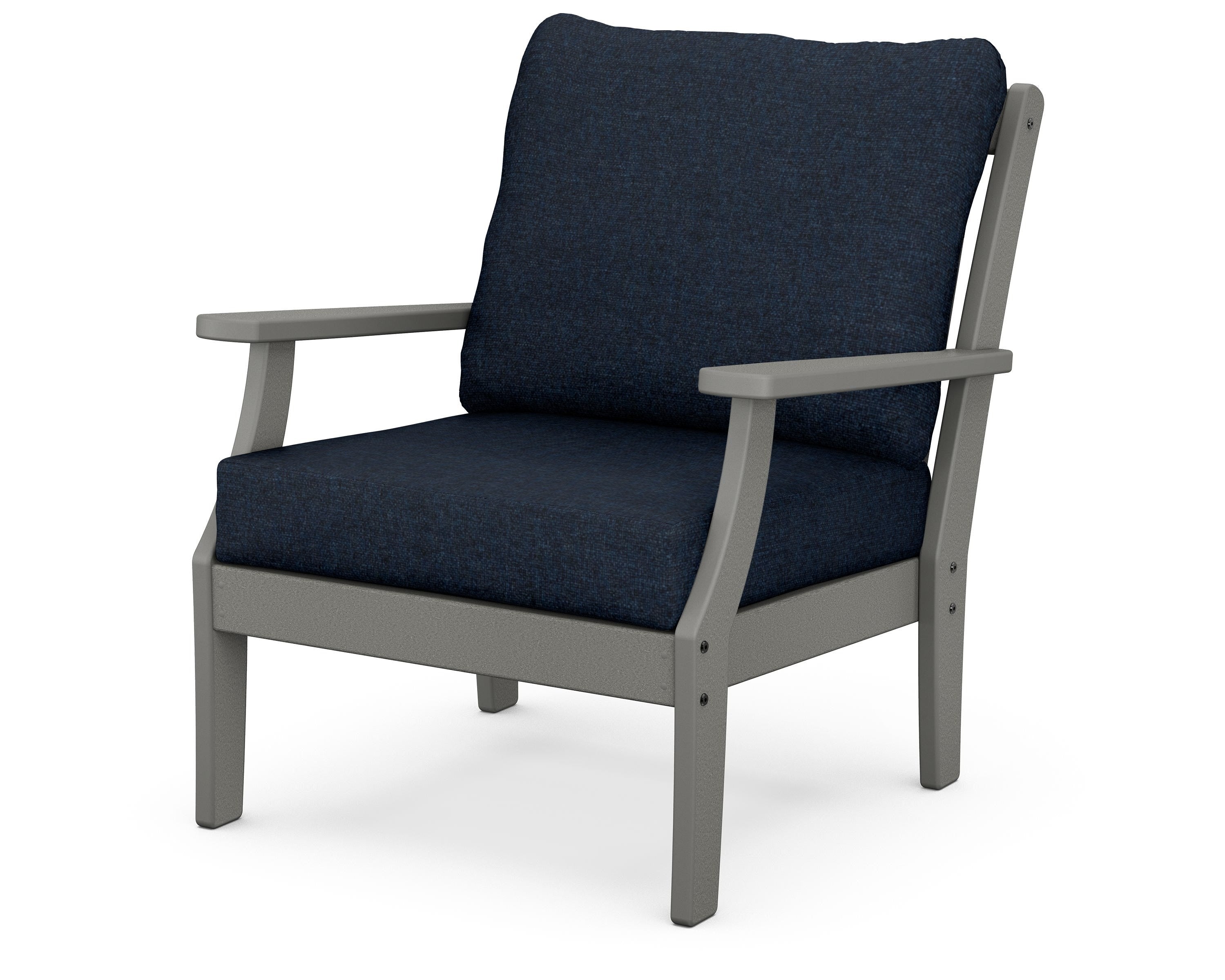 POLYWOOD® Braxton Deep Seating Chair in Slate Grey / Marine Indigo