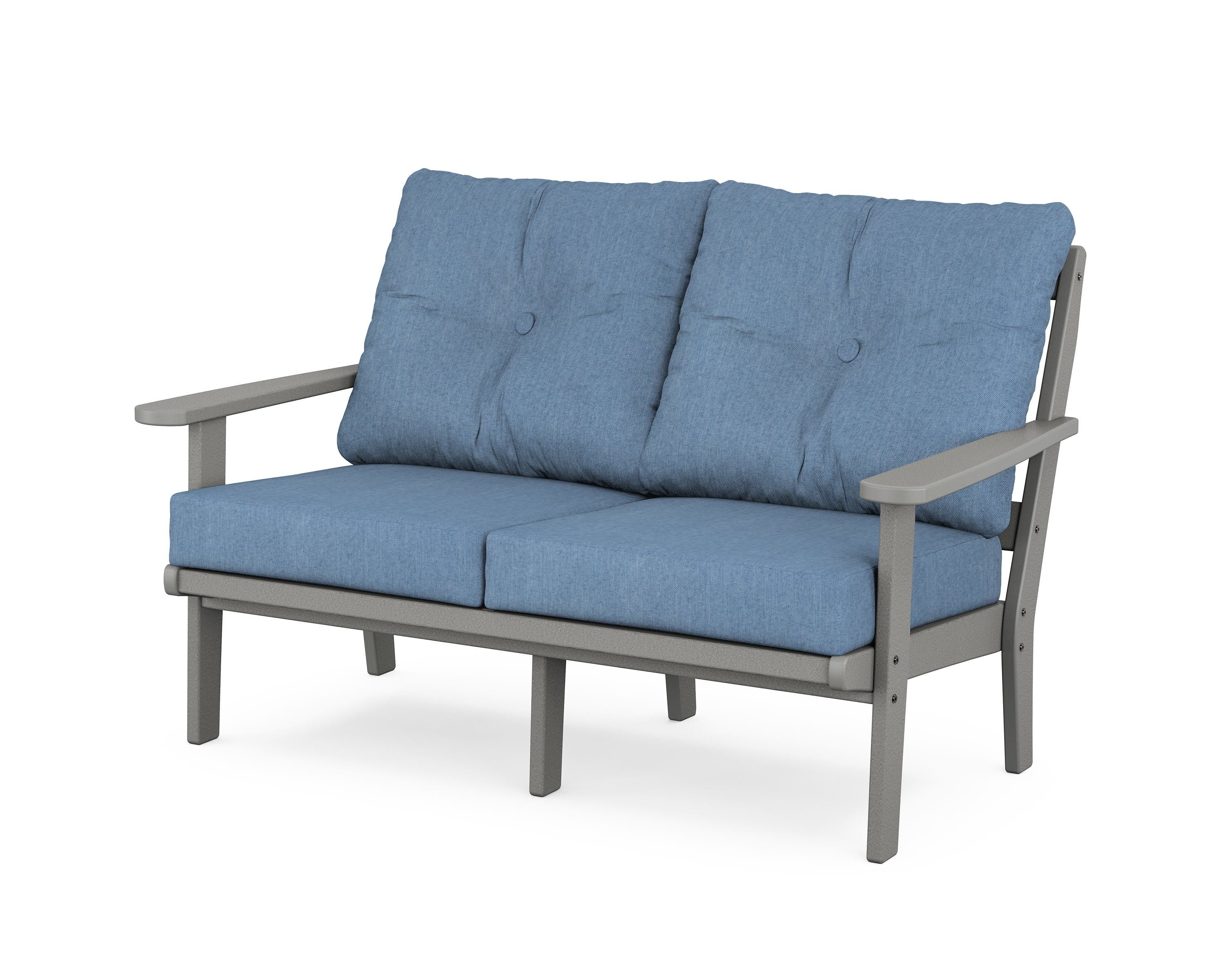POLYWOOD® Mission Deep Seating Loveseat in Slate Grey / Sky Blue