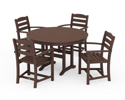 POLYWOOD® La Casa Café 5-Piece Round Farmhouse Dining Set in Mahogany