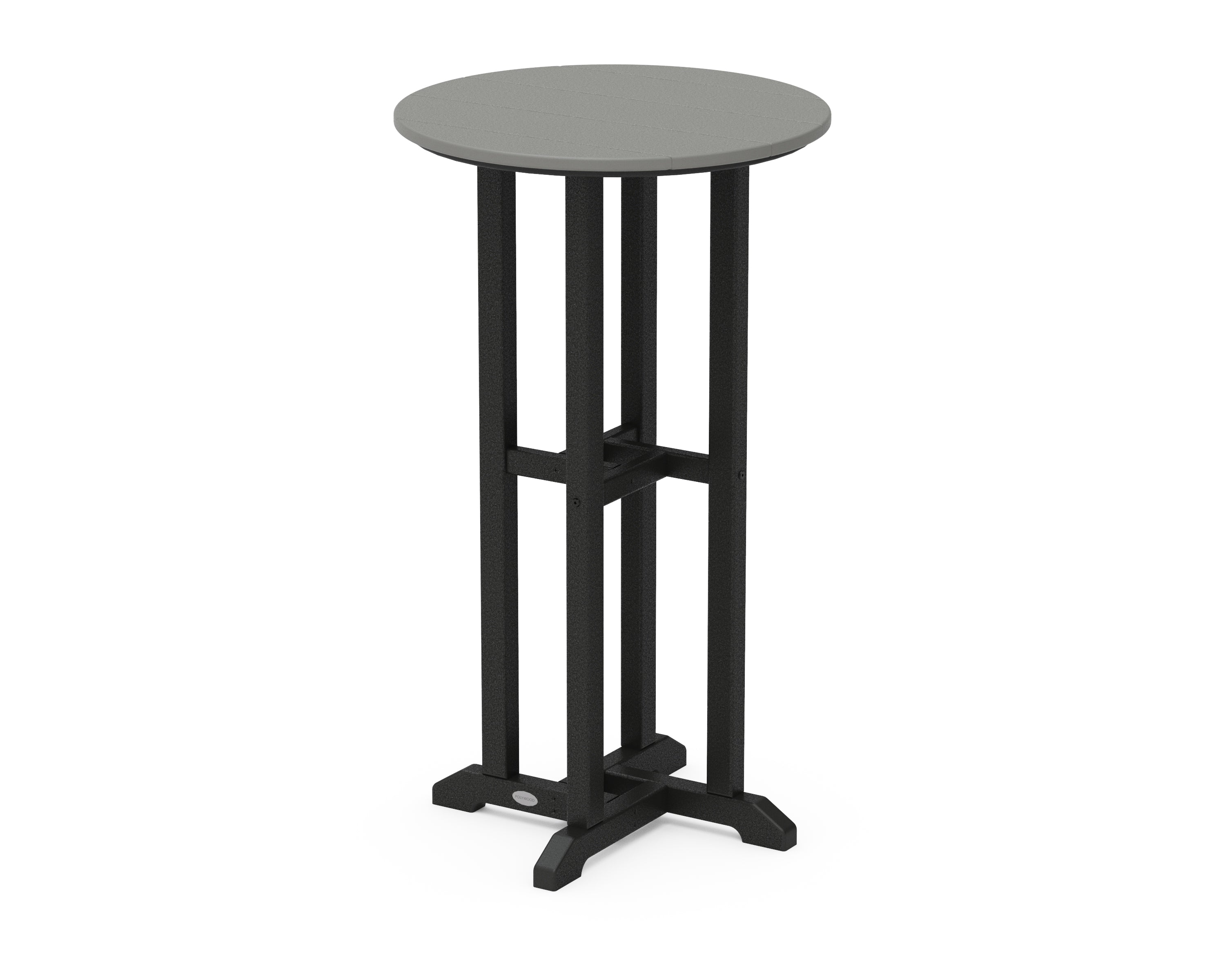 POLYWOOD® Contempo 24" Round Bar Table in Black / Slate Grey