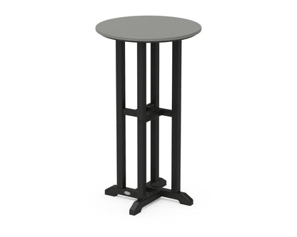 POLYWOOD® Contempo 24" Round Bar Table in Black / Slate Grey