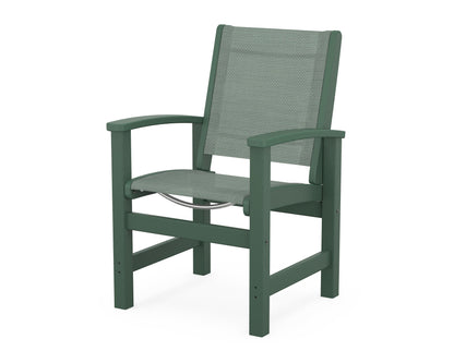 POLYWOOD® Coastal Dining Chair in Green / Dupioni Sea Mist Sling