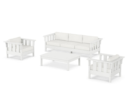 Martha Stewart by POLYWOOD® Acadia 4-Piece Deep Seating Set with Sofa in White / Natural Linen