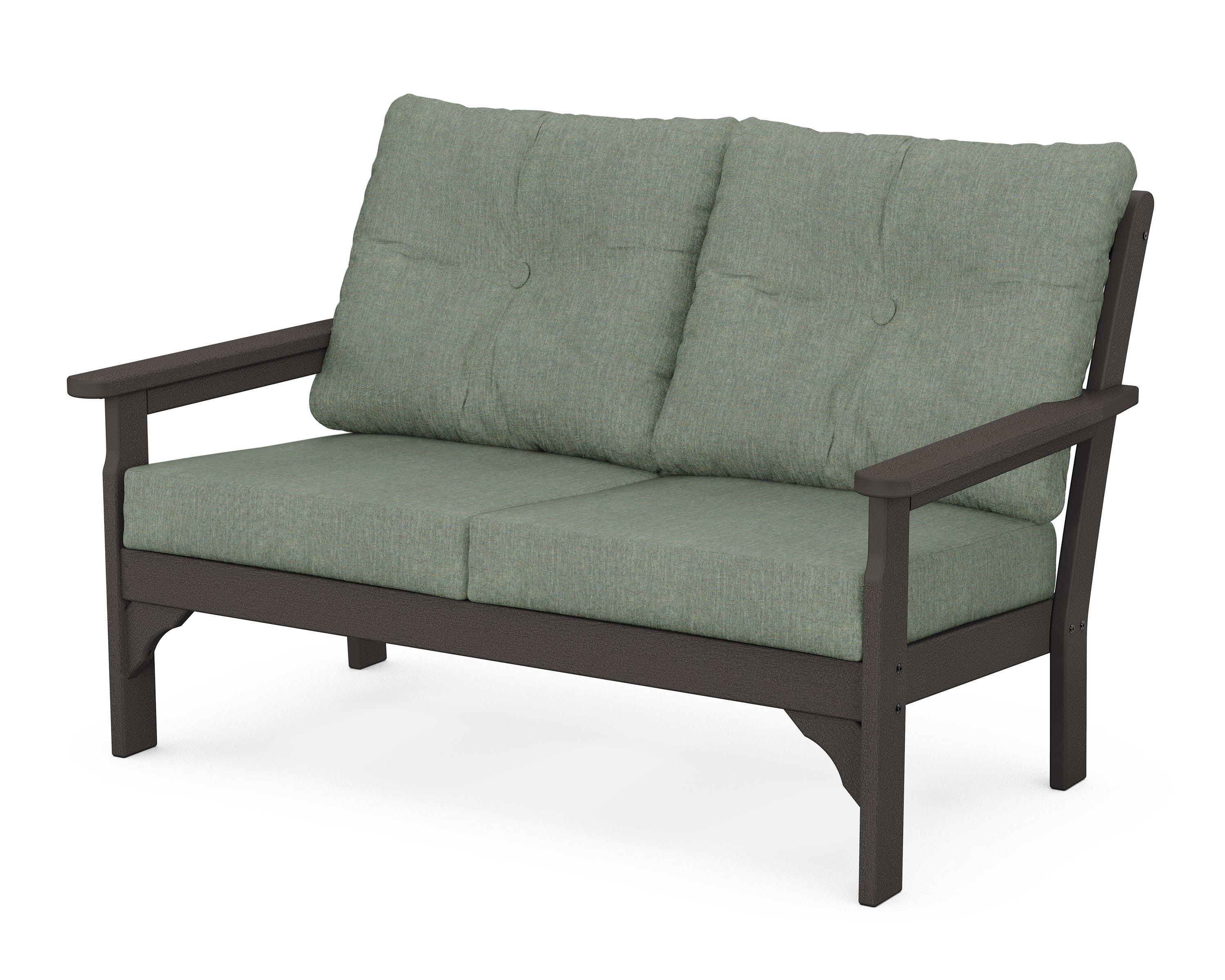 POLYWOOD® Vineyard Deep Seating Loveseat in Vintage Coffee / Cast Sage