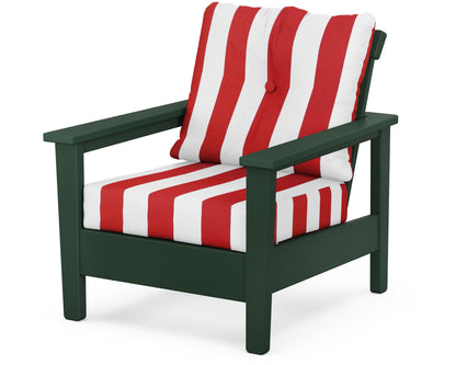 POLYWOOD® Prescott Deep Seating Chair in Green / Cabana Stripe Crimson