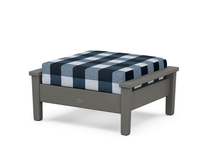 POLYWOOD® Prescott Deep Seating Ottoman in Slate Grey / Buffalo Plaid Marine Indigo