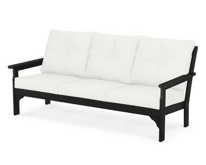 POLYWOOD® Vineyard Deep Seating Sofa in Black / Natural Linen