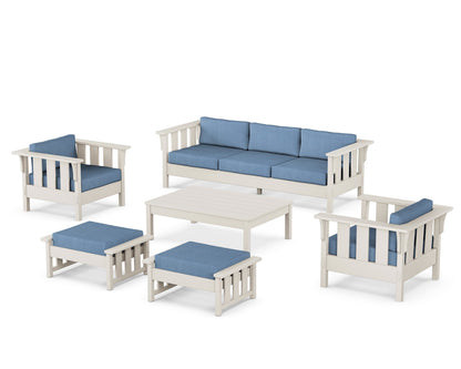 Martha Stewart by POLYWOOD® Acadia 6-Piece Lounge Sofa Set in Sand / Sky Blue