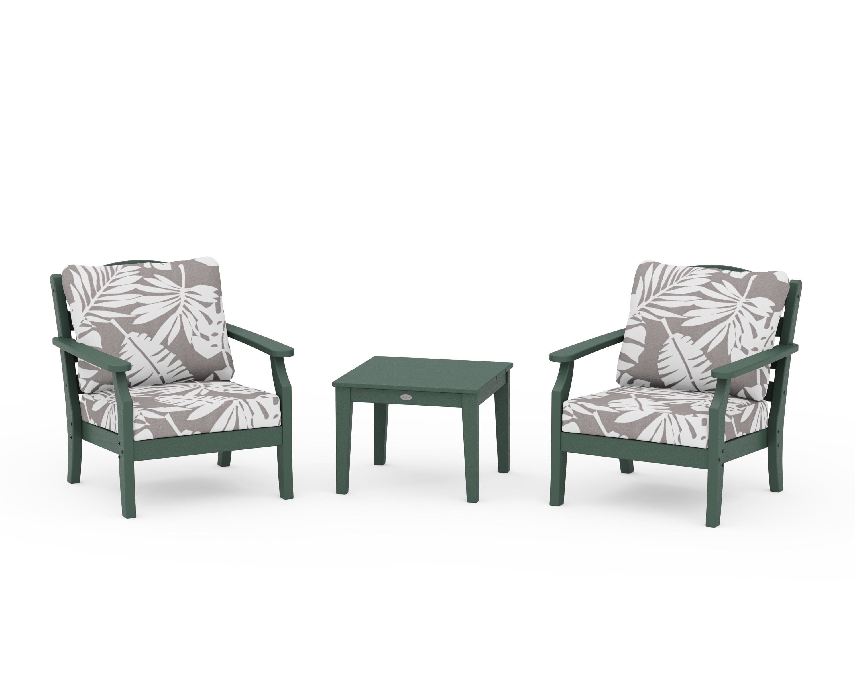 Draper James™ by  POLYWOOD® Savannah 3-Piece Deep Seating Set in Green / Leaf Grey Mist