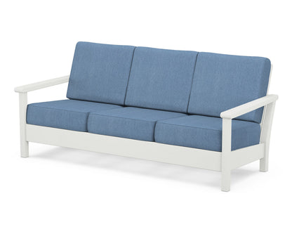 POLYWOOD® Harbour Deep Seating Sofa in Vintage White / Sky Blue