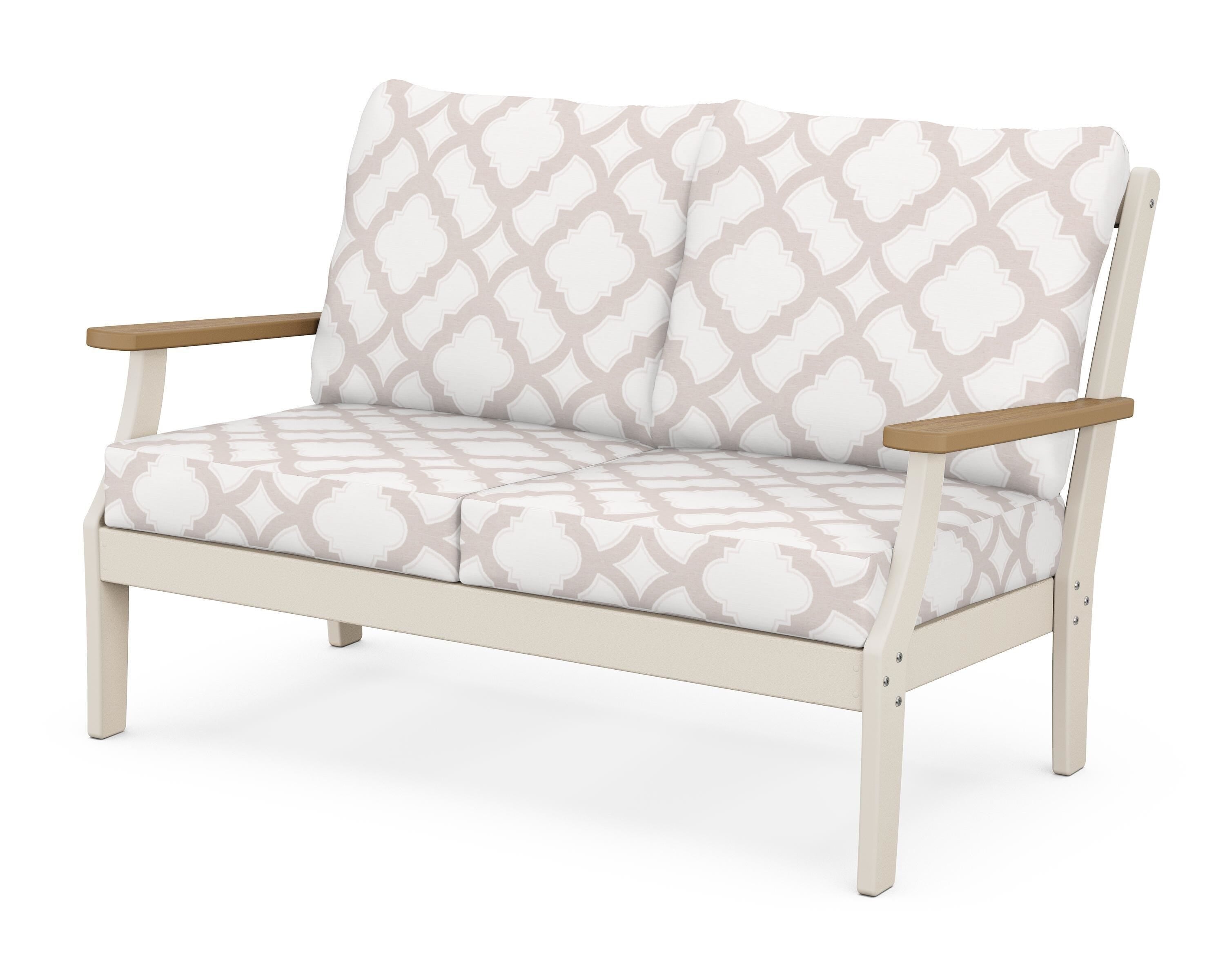 POLYWOOD® Braxton Deep Seating Loveseat in Sand / Natural / Trellis Dune Burlap