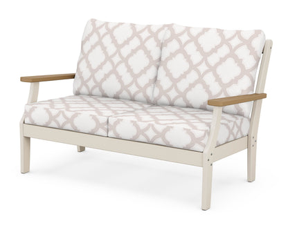 POLYWOOD® Braxton Deep Seating Loveseat in Sand / Natural / Trellis Dune Burlap