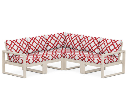 POLYWOOD® EDGE 5-Piece Modular Deep Seating Set in Sand / Trellis Crimson