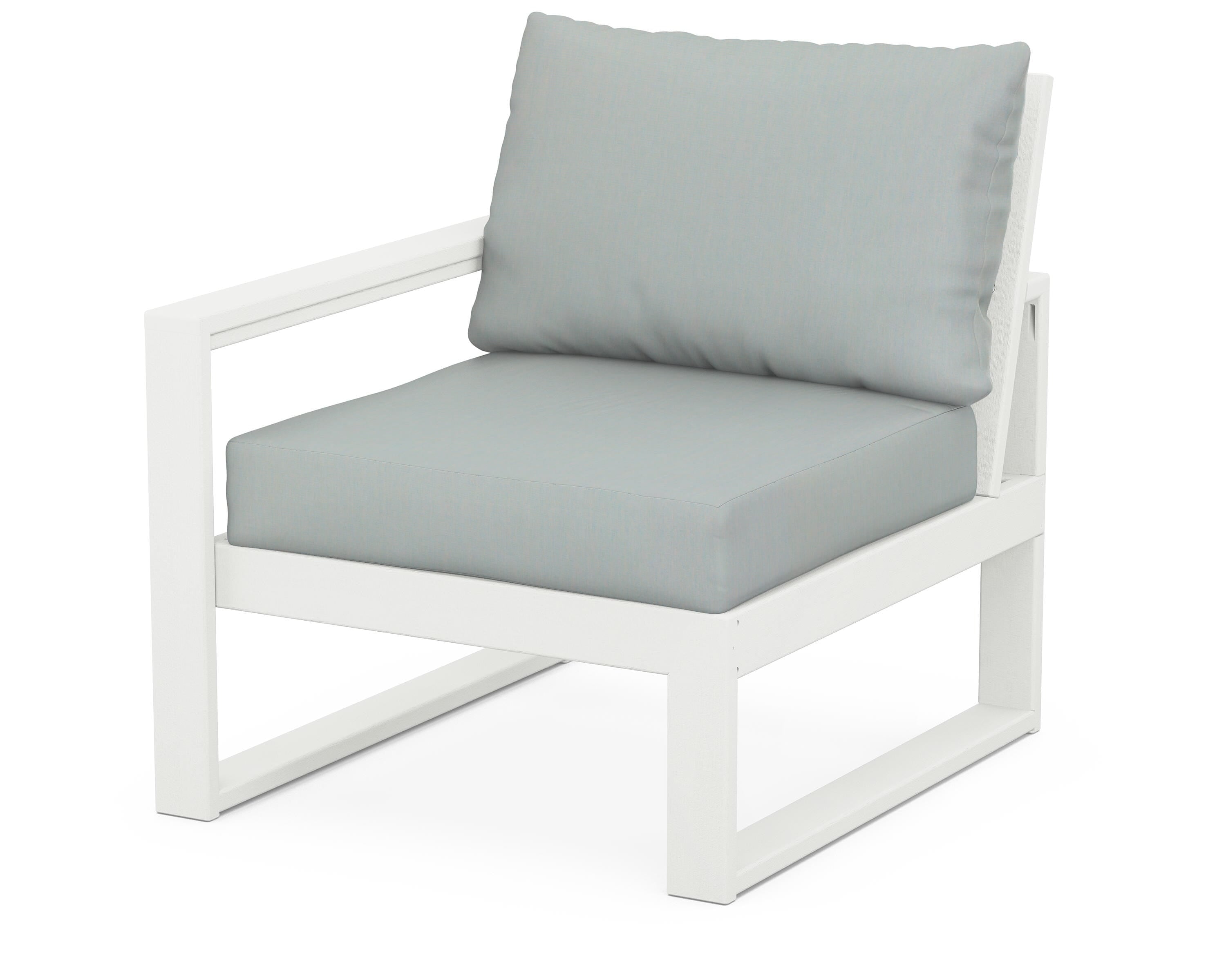 POLYWOOD® EDGE Modular Left Arm Chair in Vintage White / Spa