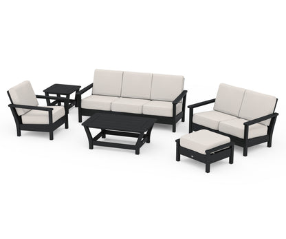 POLYWOOD® Harbour 6-Piece Outdoor Living Set in Black / Cast Ash