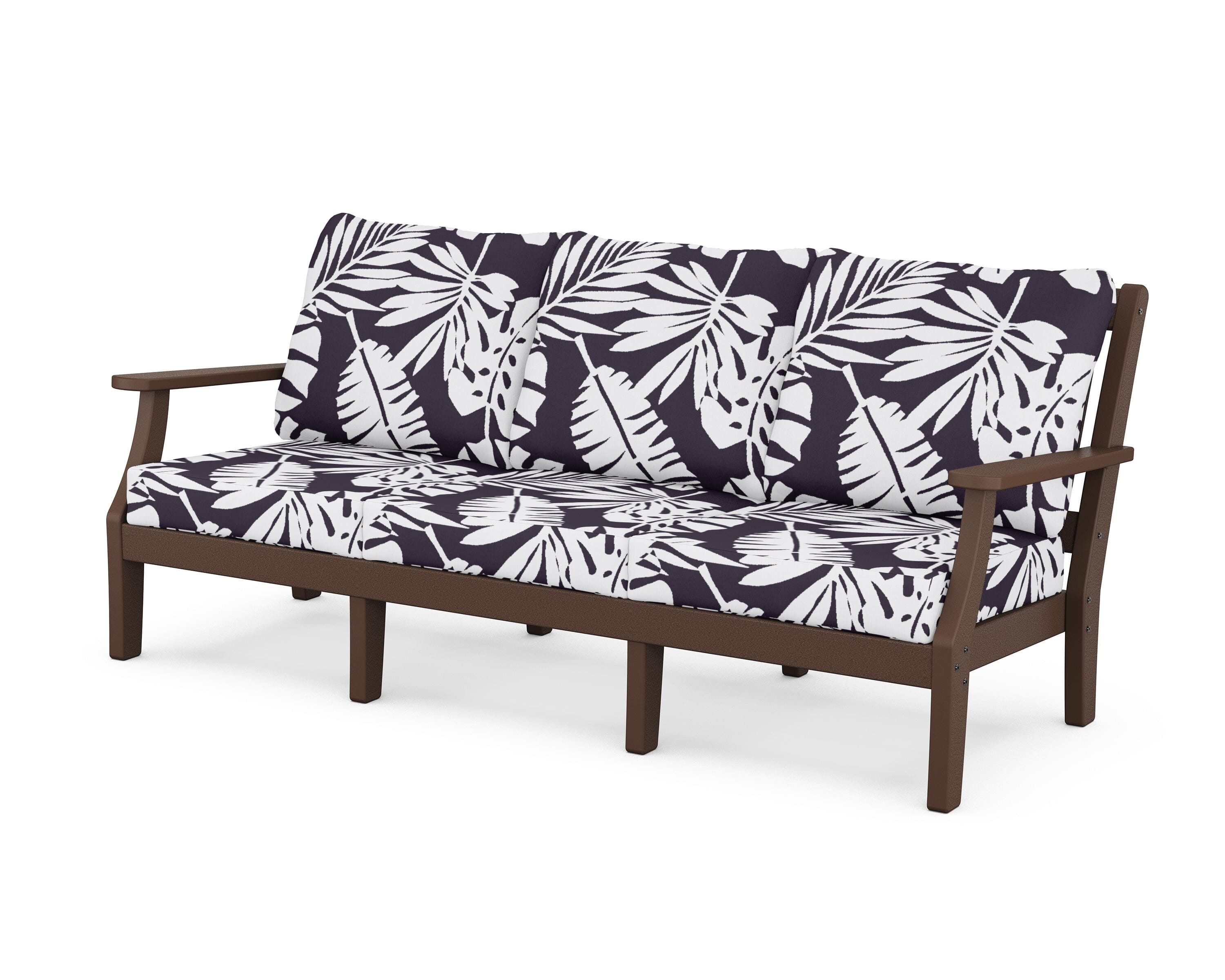 Martha Stewart by POLYWOOD® Chinoiserie Deep Seating Sofa in Mahogany / Leaf Navy