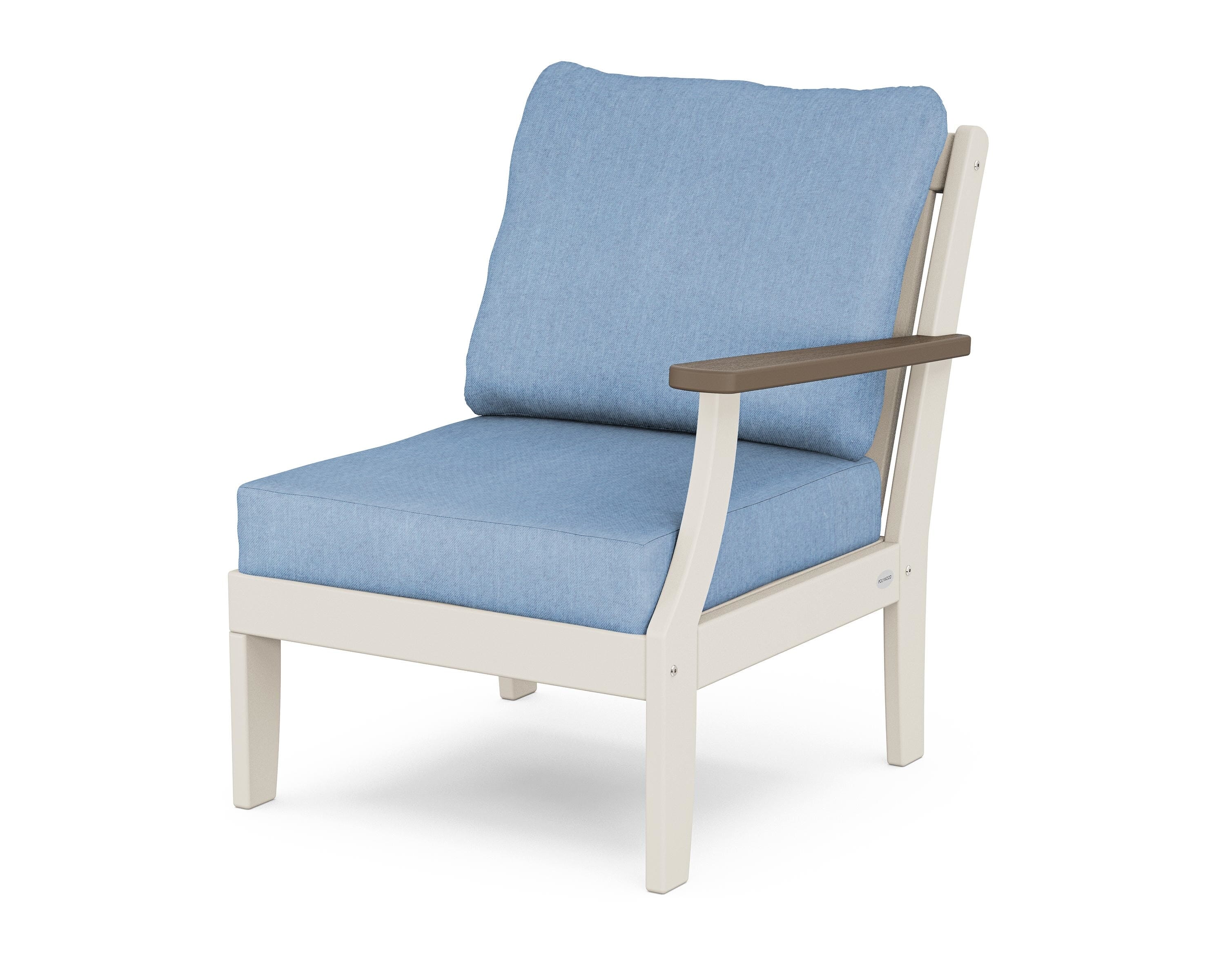 POLYWOOD® Braxton Modular Right Arm Chair in Sand / Kona / Sky Blue
