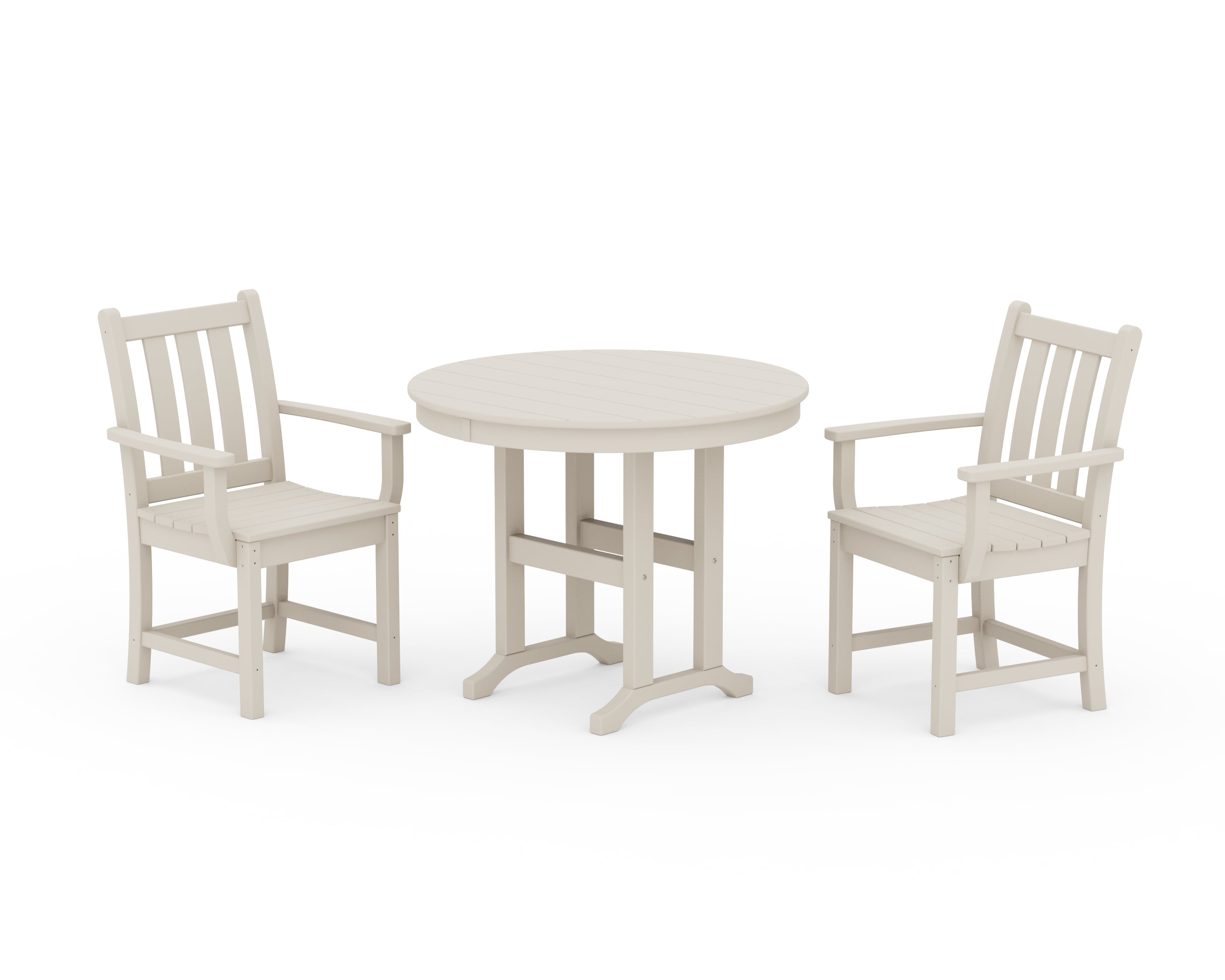 POLYWOOD® Traditional Garden 3-Piece Round Dining Set in Sand