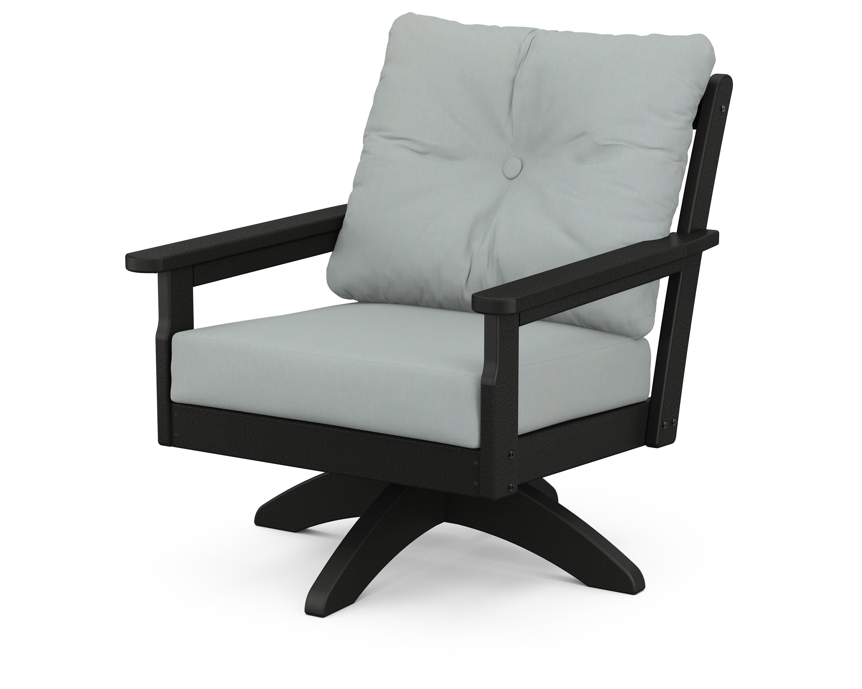 POLYWOOD® Vineyard Deep Seating Swivel Chair in Black / Spa