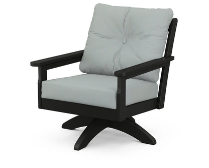 POLYWOOD® Vineyard Deep Seating Swivel Chair in Black / Spa