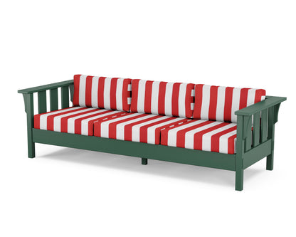 Martha Stewart by POLYWOOD® Acadia Deep Seating Sofa in Green / Cabana Stripe Crimson