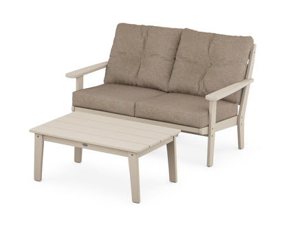 POLYWOOD® Lakeside 2-Piece Lounge Loveseat Set in Sand / Spiced Burlap