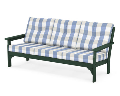 POLYWOOD® Vineyard Deep Seating Sofa in Green / Buffalo Plaid Sky Blue