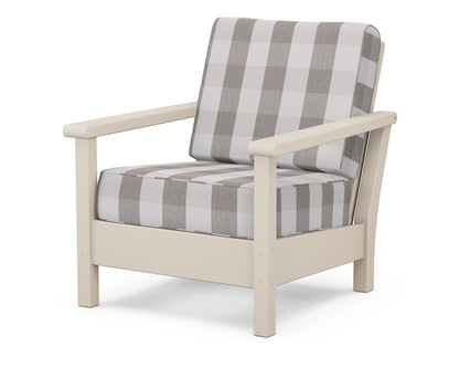 POLYWOOD® Harbour Deep Seating Chair in Sand / Buffalo Plaid Grey Mist