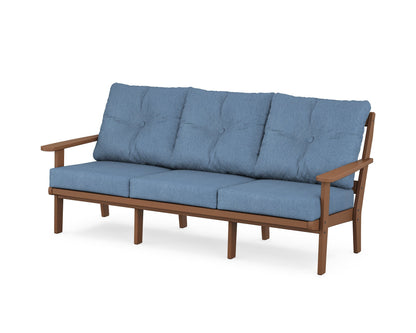 POLYWOOD® Mission Deep Seating Sofa in Teak / Sky Blue