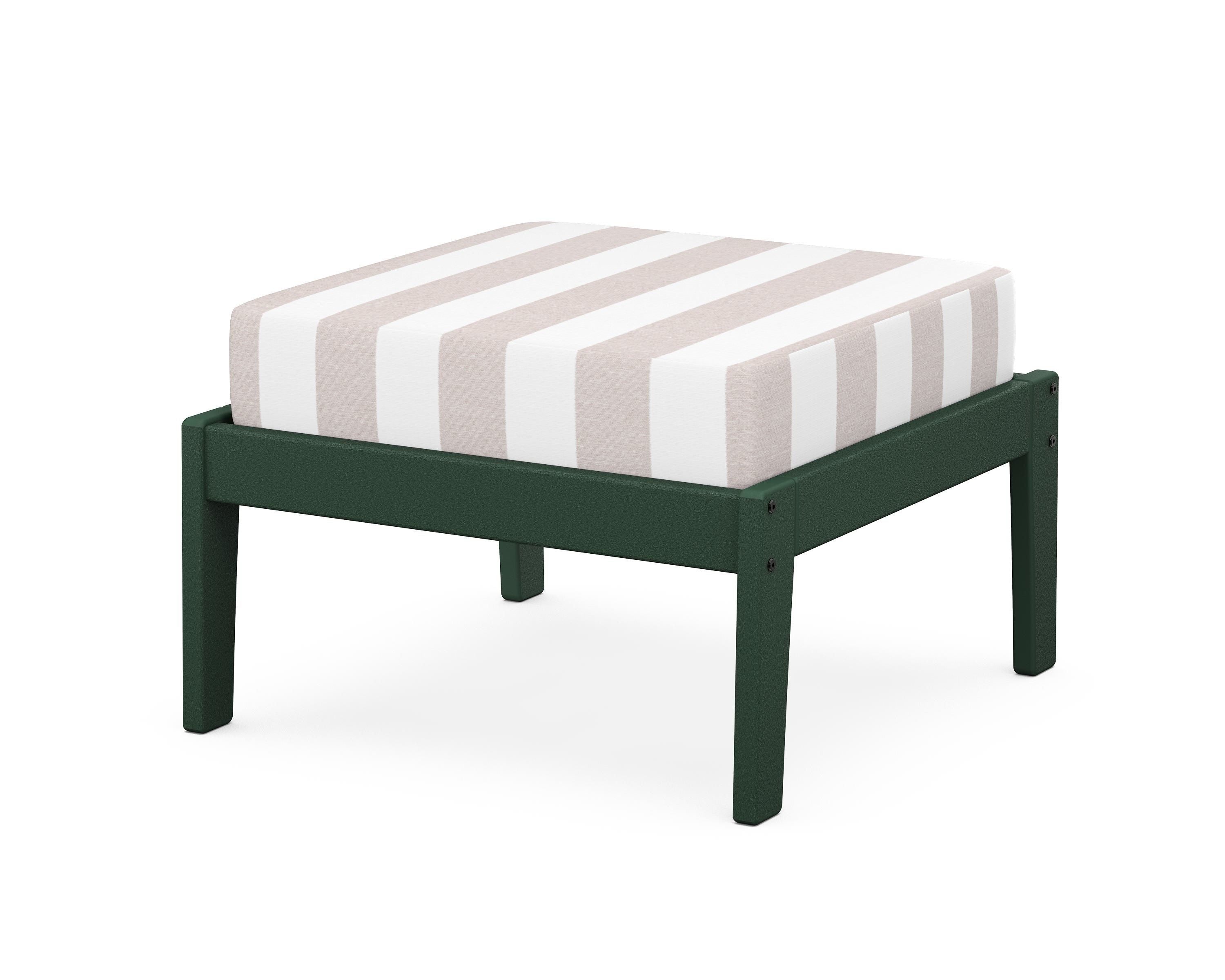 Unbranded Deep Seating Ottoman in Green / Cabana Stripe Dune Burlap