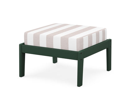 Unbranded Deep Seating Ottoman in Green / Cabana Stripe Dune Burlap