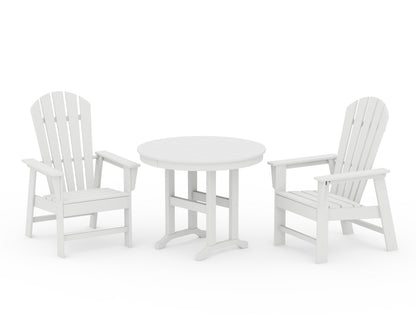 POLYWOOD® South Beach 3-Piece Round Farmhouse Dining Set in White