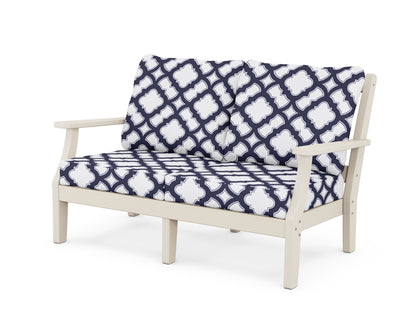 Martha Stewart by POLYWOOD® Chinoiserie Deep Seating Loveseat in Sand / Trellis Navy