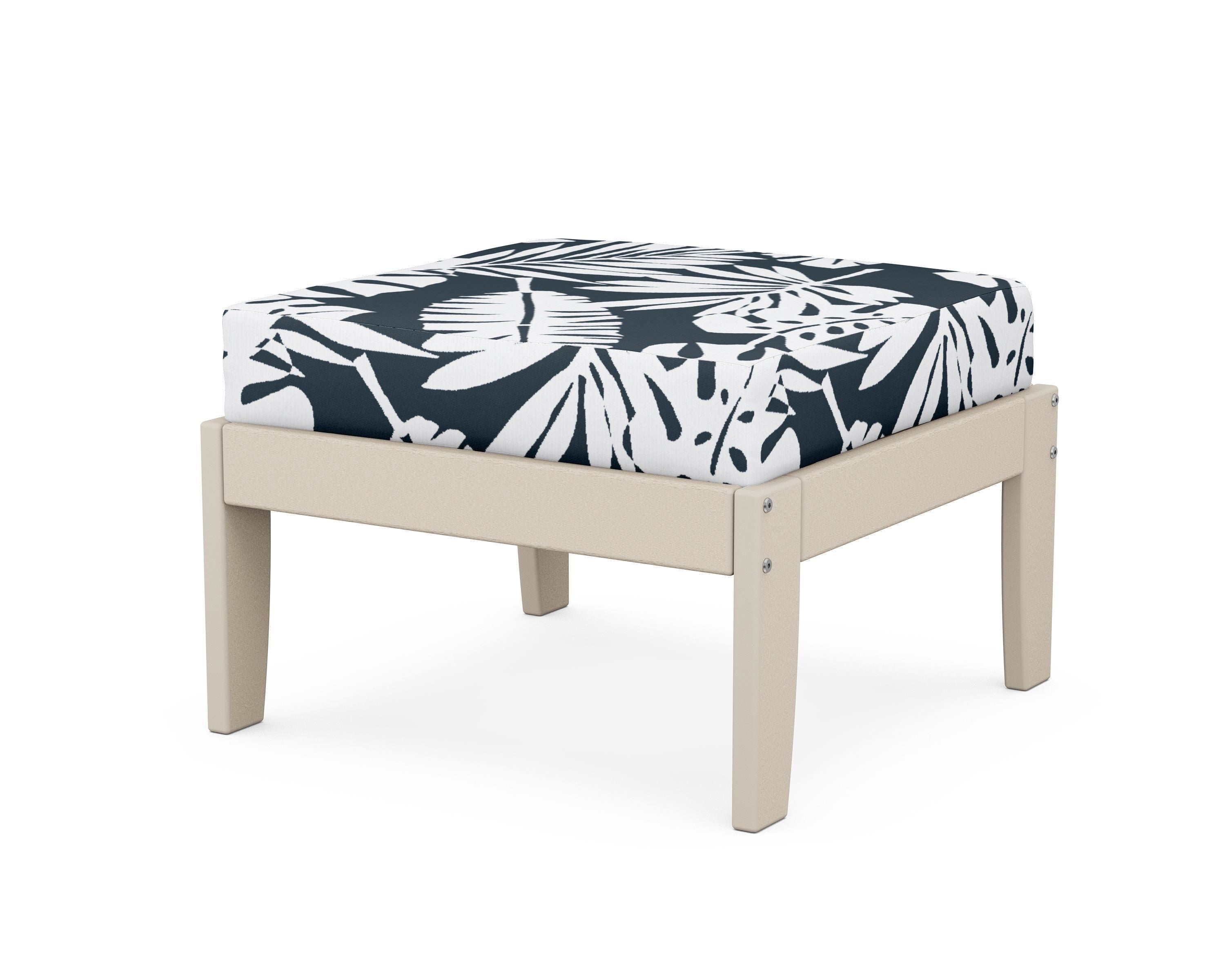 Unbranded Modular Ottoman - Classic in Sand / Leaf Marine Indigo