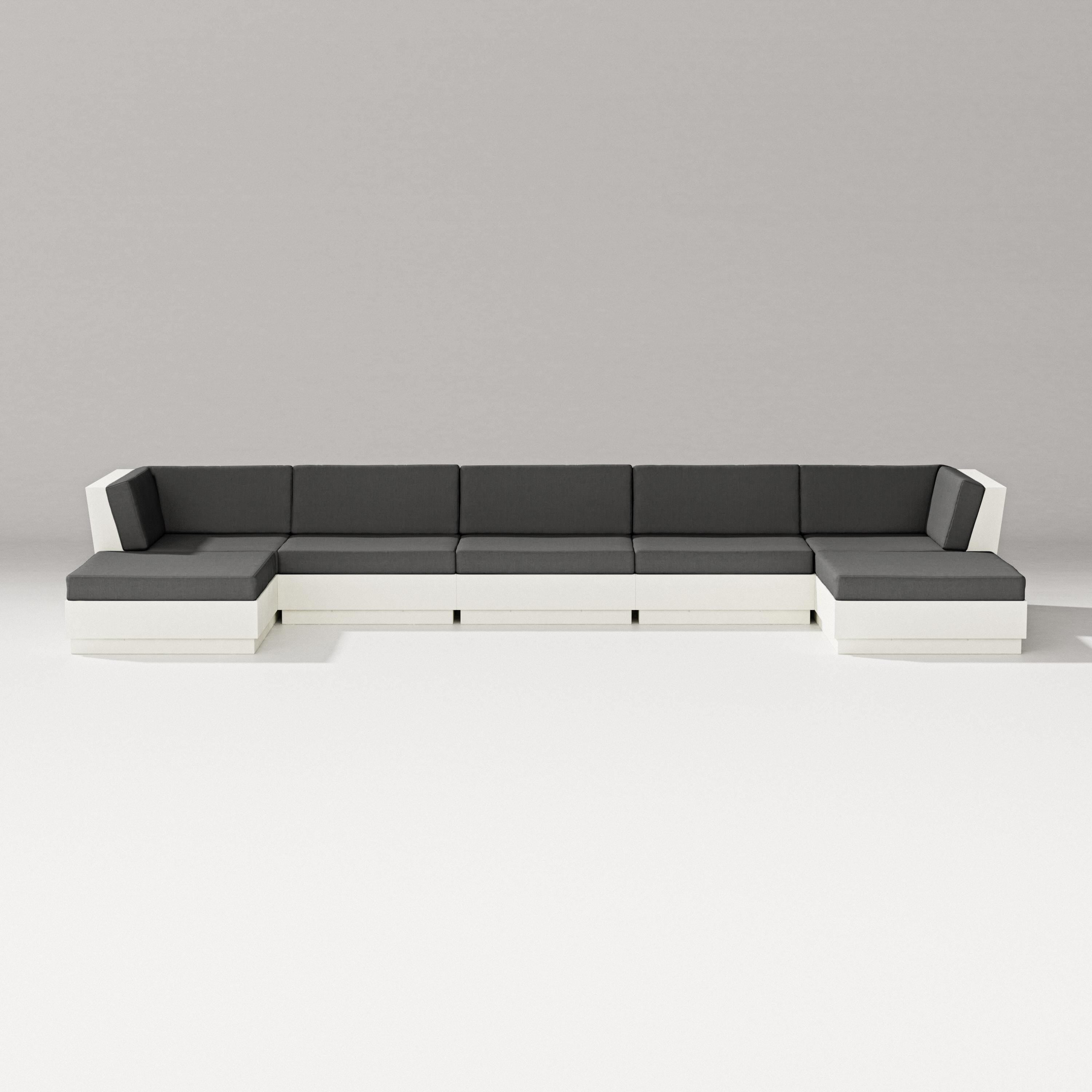 PW Designer Series Elevate 7-Piece Double Chaise Sectional in Vintage White / Spectrum Carbon