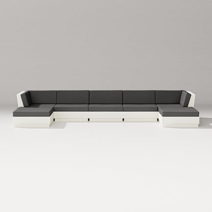 PW Designer Series Elevate 7-Piece Double Chaise Sectional in Vintage White / Spectrum Carbon