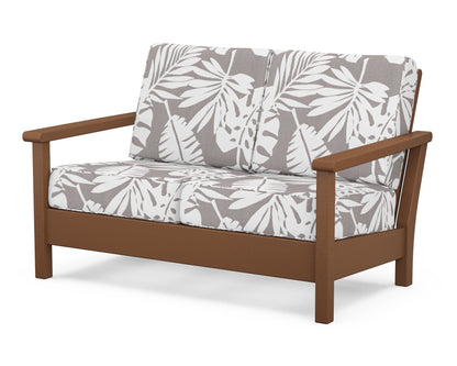POLYWOOD® Harbour Deep Seating Loveseat in Teak / Leaf Grey Mist