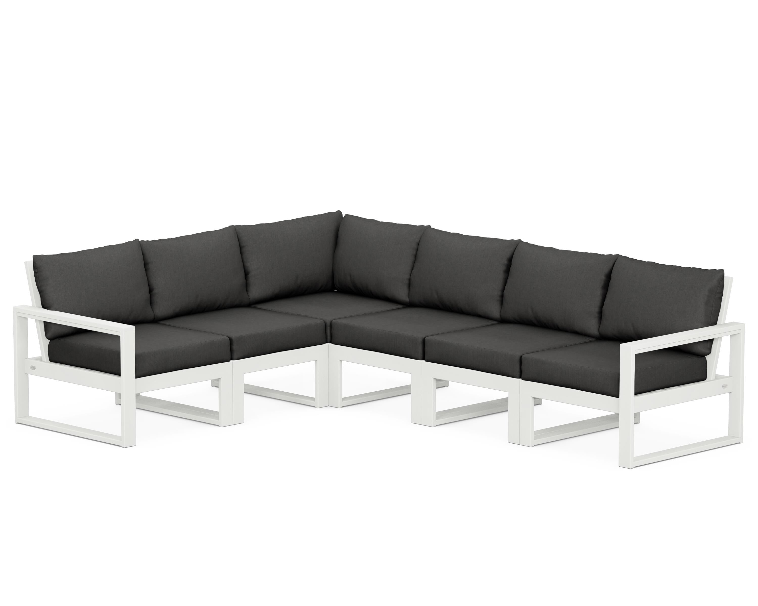 POLYWOOD® EDGE 6-Piece Modular Deep Seating Set in Vintage White / Spectrum Carbon