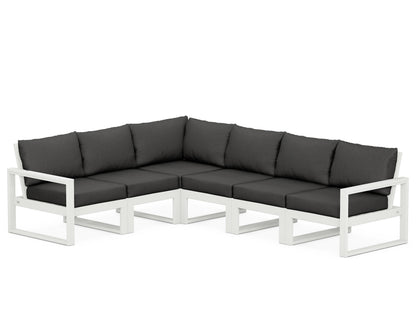 POLYWOOD® EDGE 6-Piece Modular Deep Seating Set in Vintage White / Spectrum Carbon