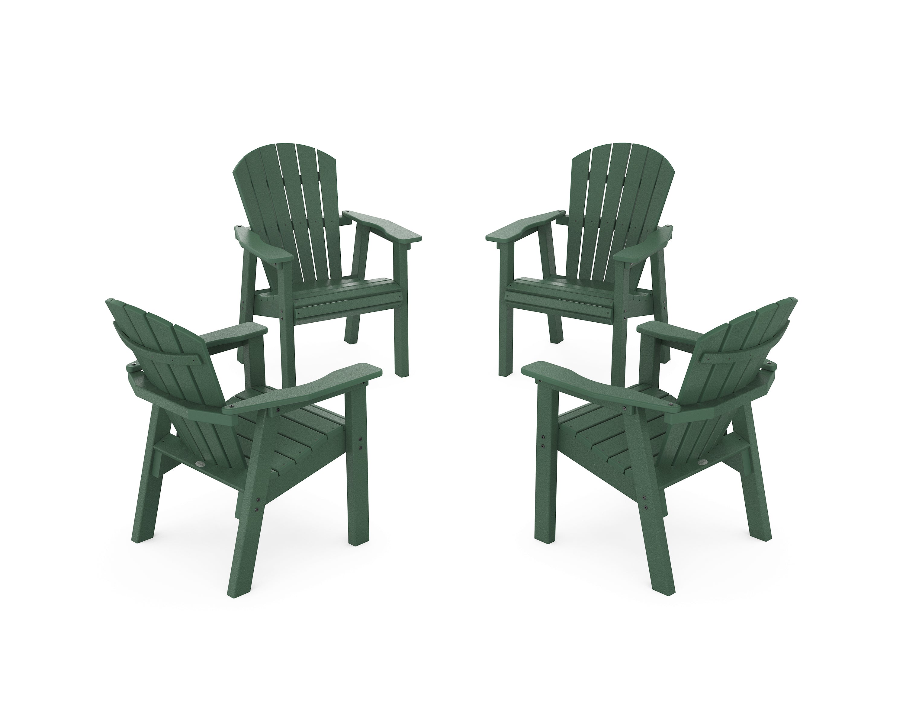 POLYWOOD® Seashell 4-Piece Upright Adirondack Conversation Set in Green