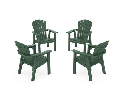 POLYWOOD® Seashell 4-Piece Upright Adirondack Conversation Set in Green
