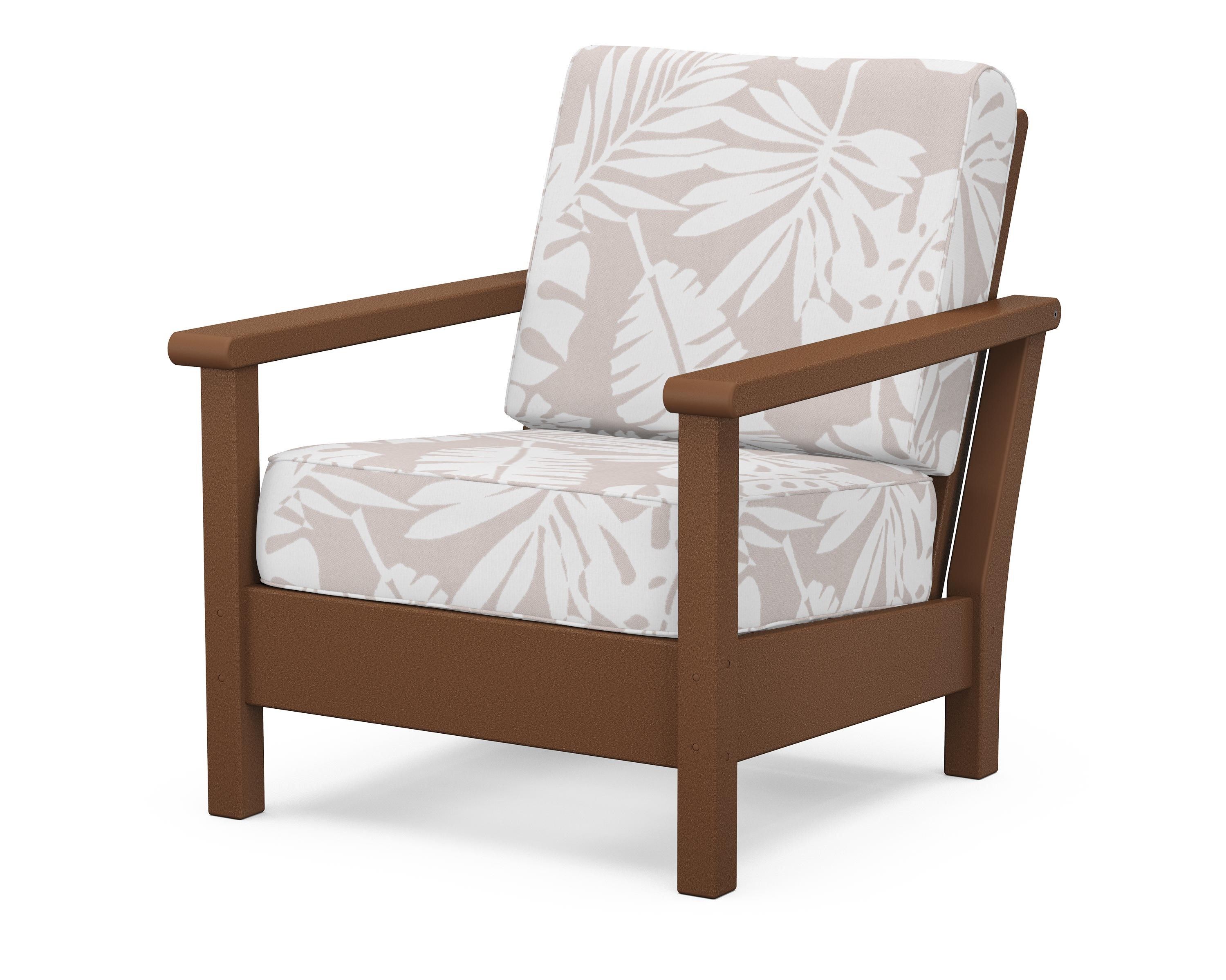 POLYWOOD® Harbour Deep Seating Chair in Teak / Leaf Dune Burlap